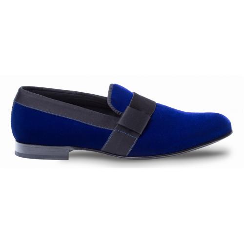 Mezlan "Palance" Blue Genuine Velvet With Silk Ribbon Slip-on Shoes 8483.